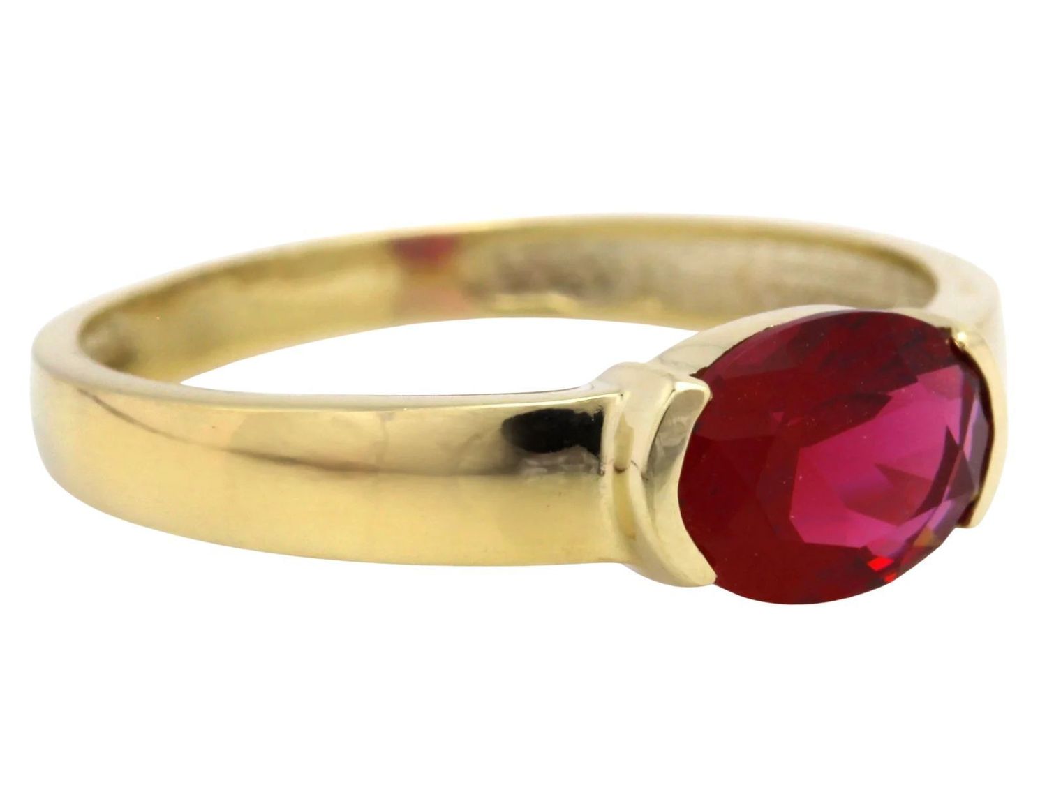 Złoty pierścionek damski z owalnym rubinem syntetycznym. Elegancki model z kolekcji Rainbow – idealny na zaręczyny i wyjątkowy prezent.1.jpg